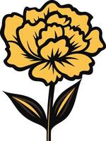 A simple yet elegant yellow carnation flower with green leaves, perfect for adding a touch of nature to your design vector