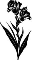 Elegant black and white silhouette of a graceful flower, perfect for adding a touch of nature to your design projects vector