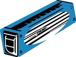 A classic blue harmonica, perfect for representing music, nostalgia, or a simple design aesthetic vector