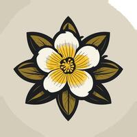 A stylized, elegant flower design with a white blossom and yellow center vector