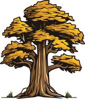 A sturdy, stylized oak tree with vibrant fall foliage, perfect for nature-themed branding or design projects vector