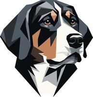 A striking, geometric illustration of a bernese mountain dog's head, perfect for pet related projects, branding, and design vector