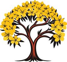 A stylized tree with yellow flowers, perfect for logo design, branding, or nature-themed projects vector