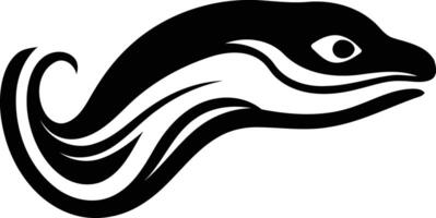 Stylized black and white illustration of a sleek, abstract creature, perfect for creating logo designs, branding elements, and tattoo designs vector