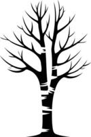 Simple black and white silhouette of a tree with bare branches vector