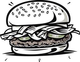A delicious cartoon burger with all the fixings, perfect for a restaurant menu, social media post, or food blog vector