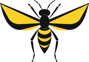 A bold and striking illustration of a wasp in black and yellow, perfect for use in branding, logos, or design projects vector