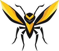 A stylized bee logo design, featuring a bold, geometric design with a black and yellow color scheme vector