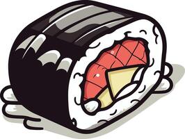 Sushi Roll with Salmon and Cheese vector