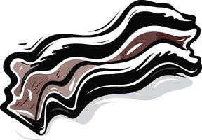 A hand-drawn illustration of a delicious strip of bacon, perfect for food blogs, menus, and branding projects related to breakfast, grilling, or meaty delights vector