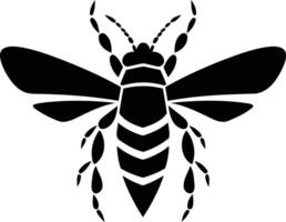 Simple black and white silhouette of a bee, perfect for branding, design, or iconography vector