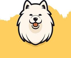 A friendly cartoon samoyed dog with a big smile, perfect for branding, logos, or pet related products vector