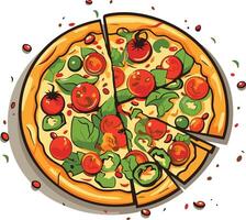 Delicious Veggie Pizza with a Missing Slice vector