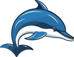 A playful and energetic blue dolphin leaping out of the water, perfect for branding or as a mascot for aquatic businesses vector