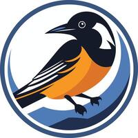 A stylized bird logo design featuring vibrant colors and a unique design vector