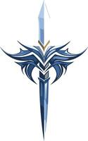 A stylized, abstract sword design with a blue and silver color scheme, perfect for branding, gaming, and esports vector