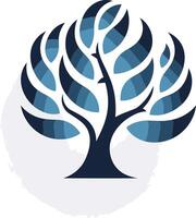 Abstract tree logo design with a blue and black color scheme vector