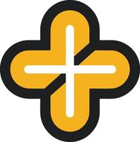 Modern, abstract logo design featuring a stylized cross with bold black and yellow color scheme vector