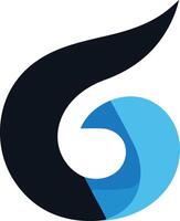 Abstract logo design featuring a stylized wave and a circle, in black and blue vector