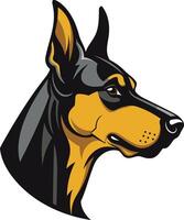 A fierce and striking portrait of a doberman pinscher, perfect for branding, logos, and pet-related designs vector