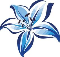 Elegant blue lily flower illustration with a geometric pattern, perfect for branding, logo design, or decorative elements vector