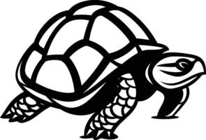 A bold black and white illustration of a turtle in a walking position vector