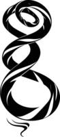 Stylized, intricate black and white tattoo design of a curled ribbon, perfect for branding, tattoos, or graphic design projects vector