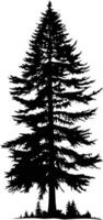 A simple, elegant silhouette of a towering pine tree vector