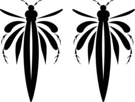 A simple yet striking silhouette of two insects, perfect for tattoo designs, apparel prints, or minimalist artwork vector