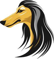 A sleek and stylized illustration of an afghan hound's head, perfect for branding or design projects related to dogs, pets, or elegance vector