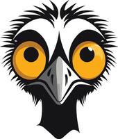 A cartoon emu head with big eyes and a curious expression vector