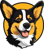 A cheerful and adorable cartoon corgi dog with a big smile, perfect for branding, merchandise, or pet-related projects vector