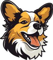 A friendly and cheerful cartoon illustration of a smiling corgi dog, perfect for branding, logos, and merchandise vector