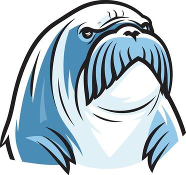 A fierce and powerful walrus mascot with a determined expression, perfect for branding, sports teams, or any project needing a bold and unique design vector
