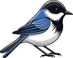 A charming illustration of a bluebird with a white breast and black head, perfect for adding a touch of nature to your designs vector