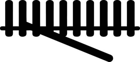 Simple black and white icon depicting a fence with a single slat broken vector