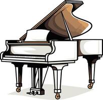 White Grand Piano with Open Lid vector