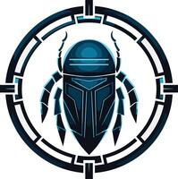 A futuristic, stylized beetle encased in a circular target, perfect for gaming, security, or tech brands vector