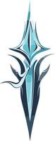 A stylized, abstract sword design with a sharp, icy blue color scheme vector