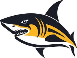 Powerful and dynamic illustration of a great white shark with a fierce expression, perfect for branding, sports teams, or any design needing a strong and bold symbol vector