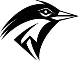 A bold, black and white illustration of a bird's head, perfect for branding, logos, and sports teams vector