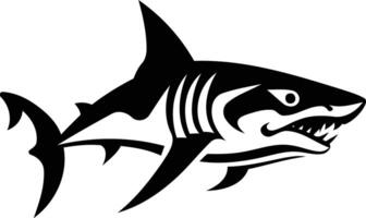 A bold, black and white illustration of a stylized shark, perfect for tattoo designs, logo creation, and graphic design projects vector