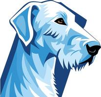 A bold, stylized illustration of a white irish wolfhound's head, perfect for logos, branding, and pet-related designs vector