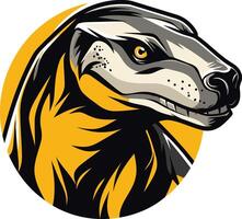 Fierce and dynamic mascot logo of a prehistoric creature with sharp teeth and menacing eyes vector