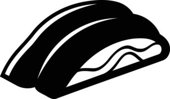 Simple black and white illustration of a single piece of sushi, perfect for menus, social media, or food related designs vector