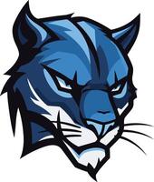 Powerful blue panther mascot head logo with sharp eyes and fierce expression, perfect for sports teams, gaming communities, and businesses seeking a strong identity vector