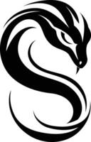 Stylized snake tattoo design in black and white, perfect for printing or web design vector