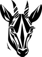 Striking black and white illustration of an antelope's head, perfect for branding, logos, or design projects vector