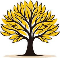 A stylized illustration of a tree with yellow leaves, perfect for representing growth, nature, and community vector