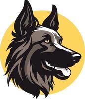 A bold and dynamic illustration of a german shepherd's head, perfect for branding or design projects related to dogs, loyalty, protection, and strength vector